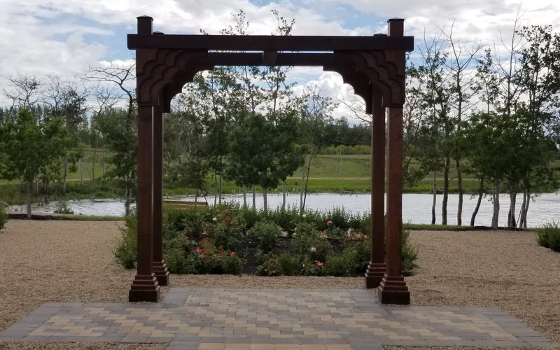 Wedding Arch with View towards Pond
